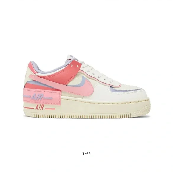 NEVER WORN! Nike Pink and Cream (sail sea coral) Air Force 1 Shadow Sneakers - Picture 2 of 5